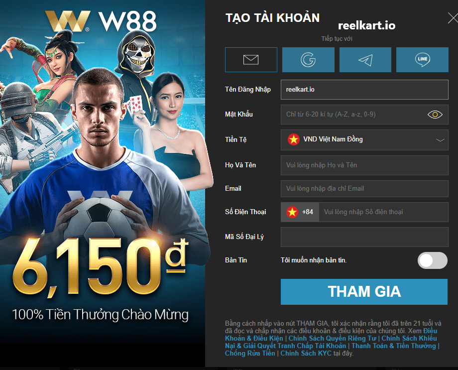 dang ky tai khoan don gian tai w88